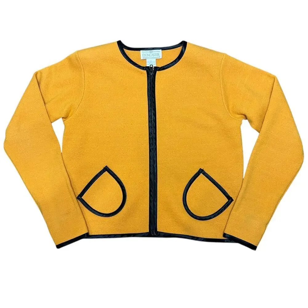 Doncaster 100% Boiled Wool Jacket Blazer Cardigan Gold Yellow Black size Small